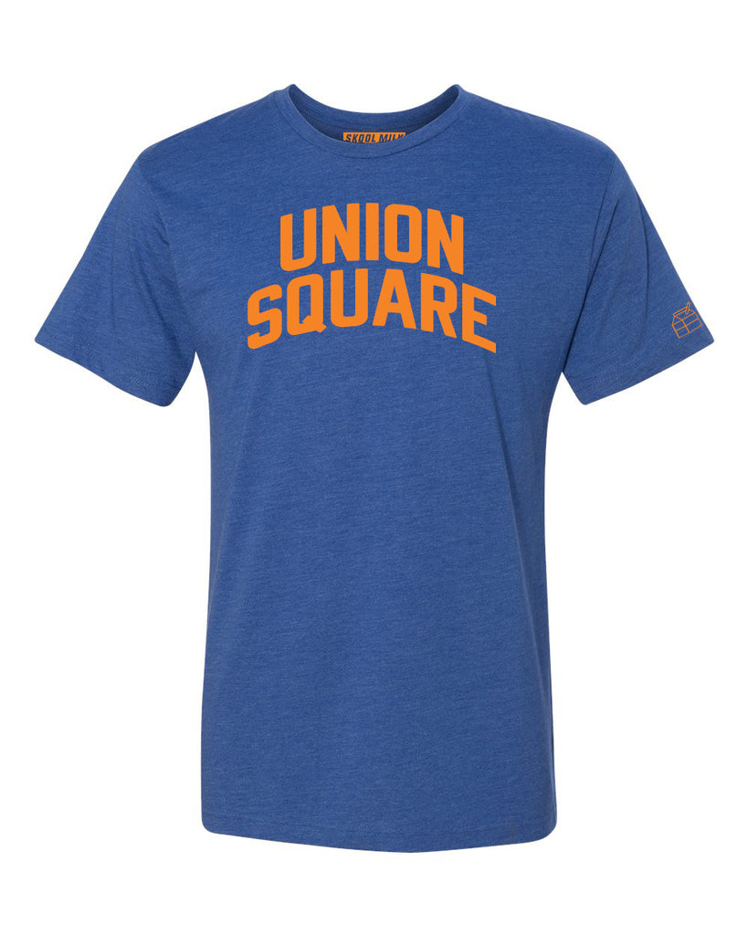 Blue Union Square T-shirt with Knicks Orange Letters