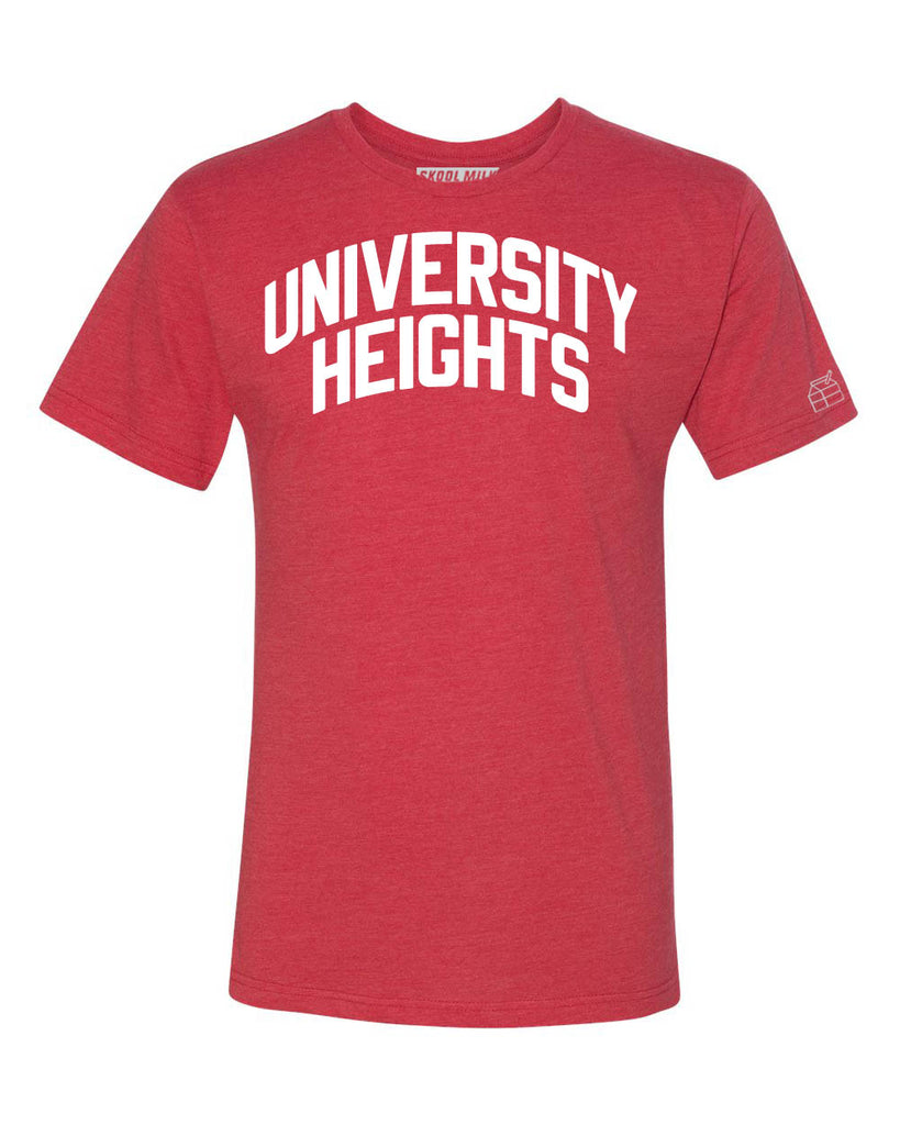 Red University Heights T-shirt with White Reflective Letters