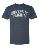 Navy Blue University Heights T-Shirt with Silver Letters
