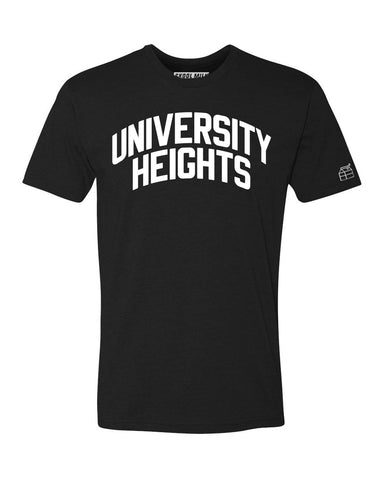 Black University Heights T-shirt with White Reflective Letters