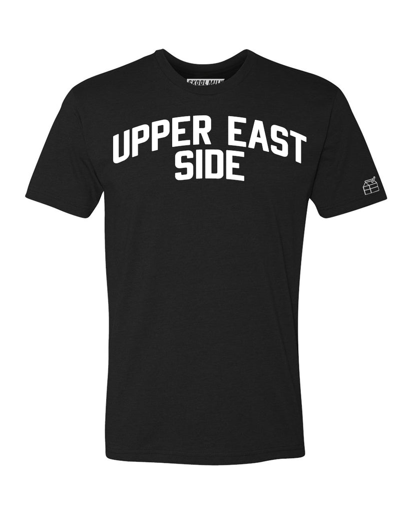 Black Upper East Side T-shirt with White Reflective Letters