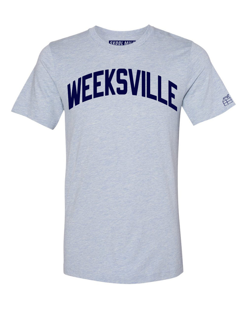 Sky Blue Weeksville T-shirt with Blue Letters