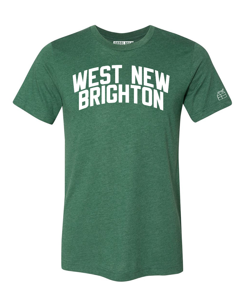 Green West New Brighton T-shirt with White Reflective Letters