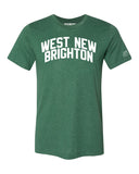 Green West New Brighton T-shirt with White Reflective Letters