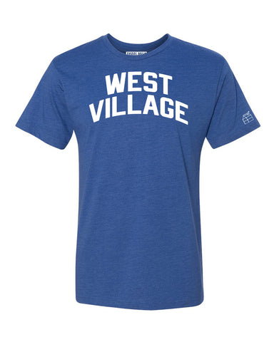 Blue West Village T-shirt with White Reflective Letters