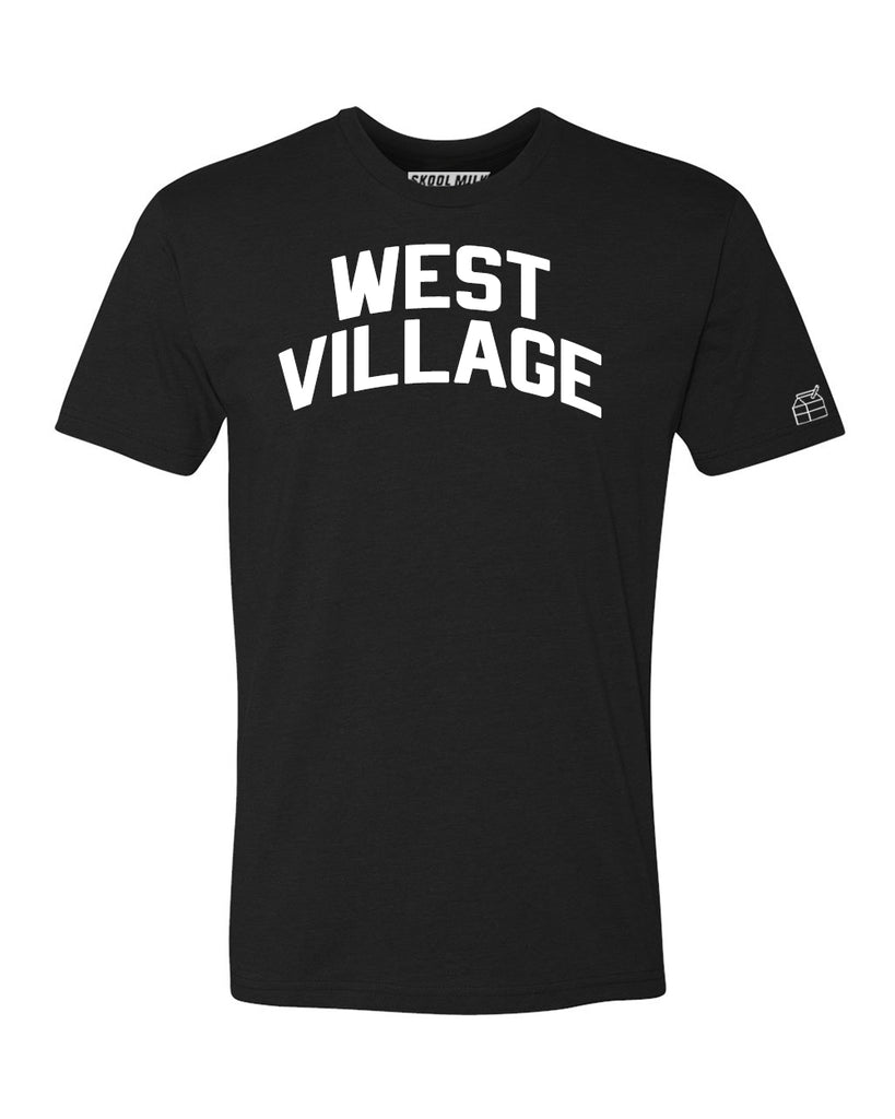 Black West Village T-shirt with White Reflective Letters