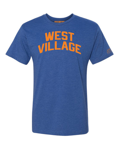 Blue West Village T-shirt with Knicks Orange Letters