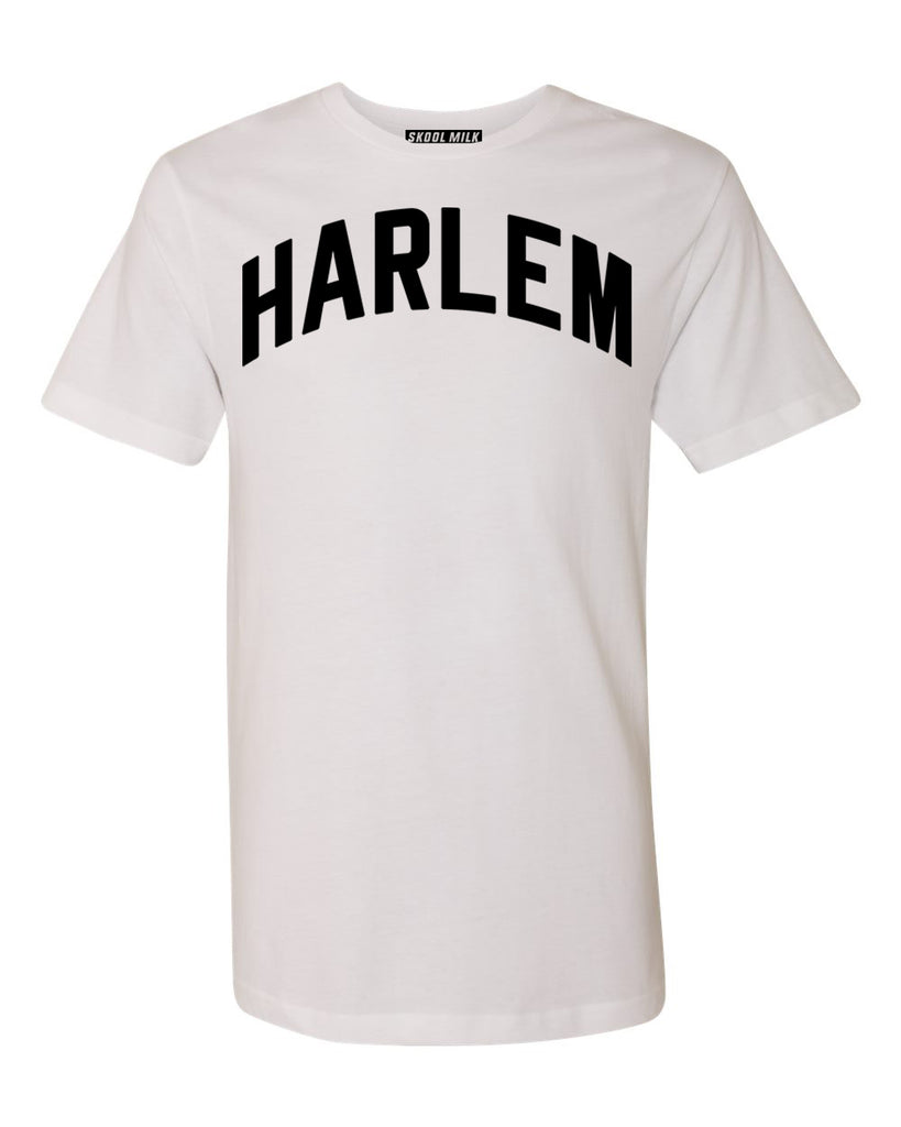 White Harlem T-shirt with Black Reflective Letters #SaltAndPepper