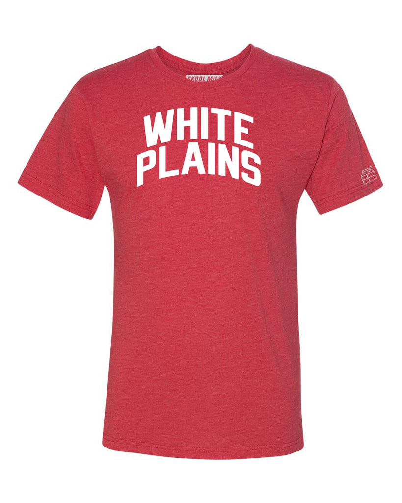 Red White Plains T-shirt with White Reflective Letters