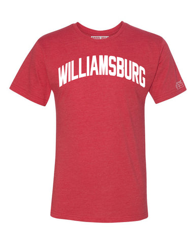 Red Williamsburg T-shirt with White Reflective Letters