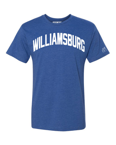Blue Williamsburg T-shirt with White Reflective Letters