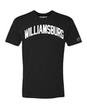 Black Williamsburg T-shirt with White Reflective Letters