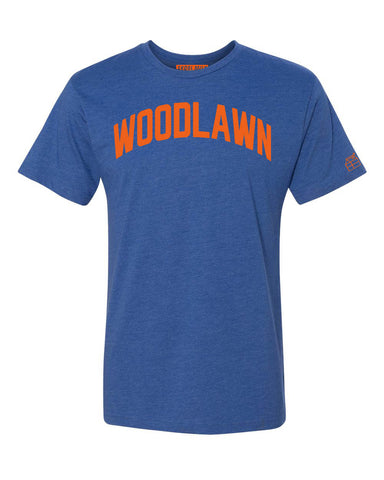 Blue Woodlawn T-shirt with Knicks Orange Letters