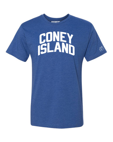 Blue Coney Island T-shirt with White Reflective Letters