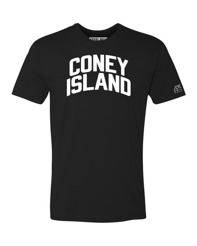 Black Coney Island T-shirt with White Reflective Letters