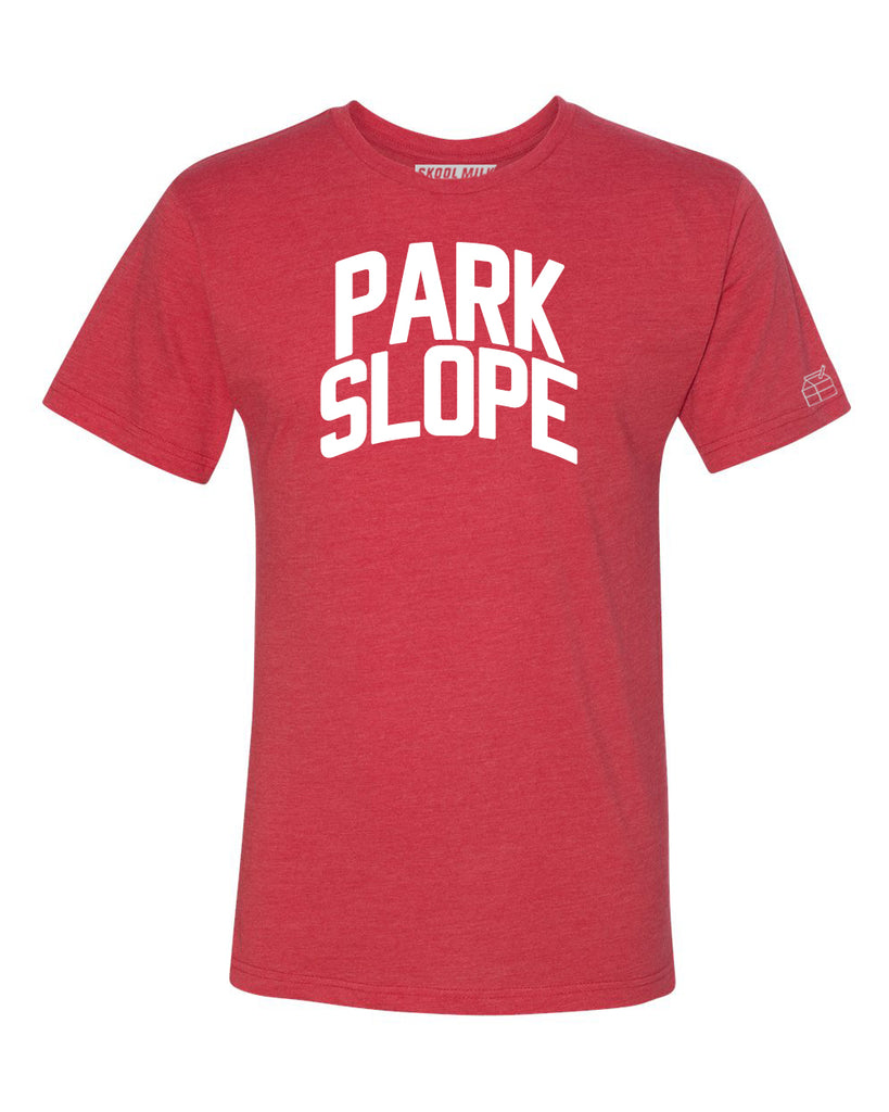 Red Park Slope T-shirt with White Reflective Letters