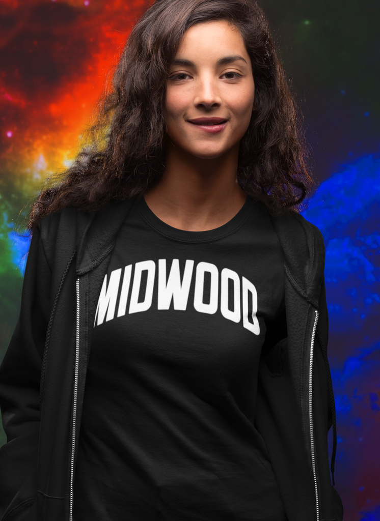 Black Midwood T-shirt w/ White Reflective letters